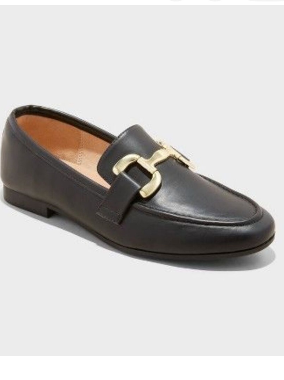 a new day Black Leather Loafers with Gold Bit size 7. Like new